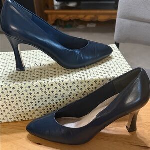 Navy Blue leather Heels